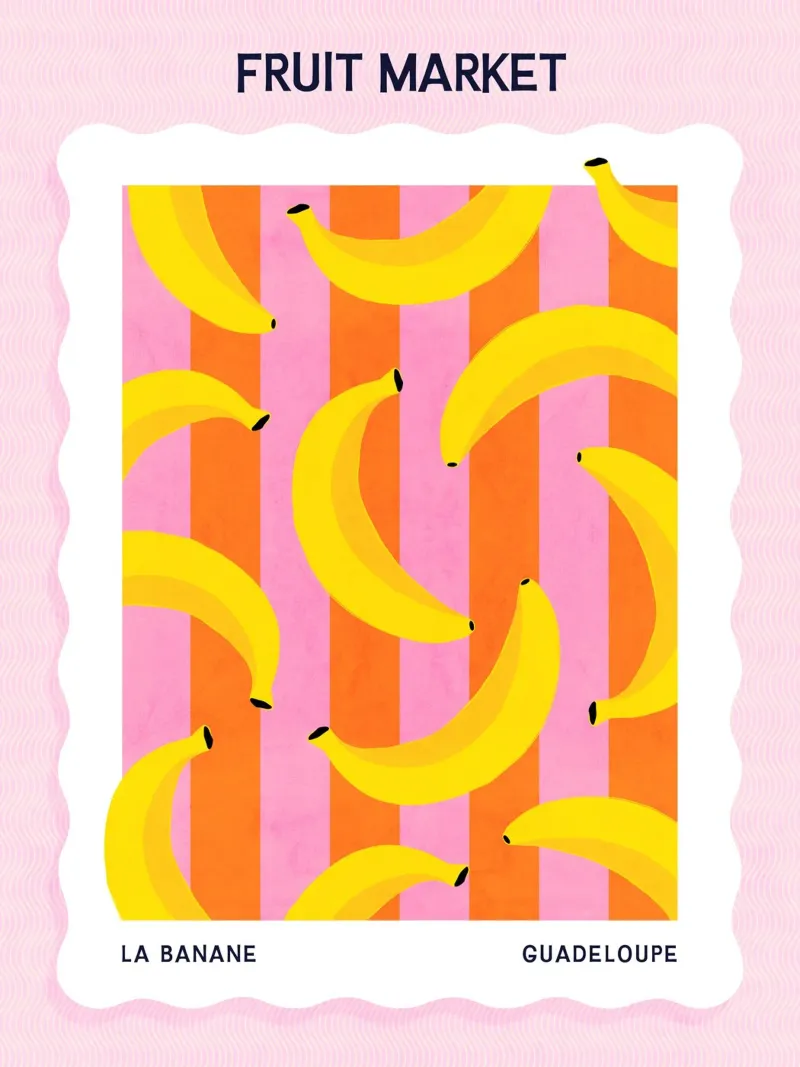 Banane - Poster del mercato della frutta poster con telaio in plastica da Dominique Vari