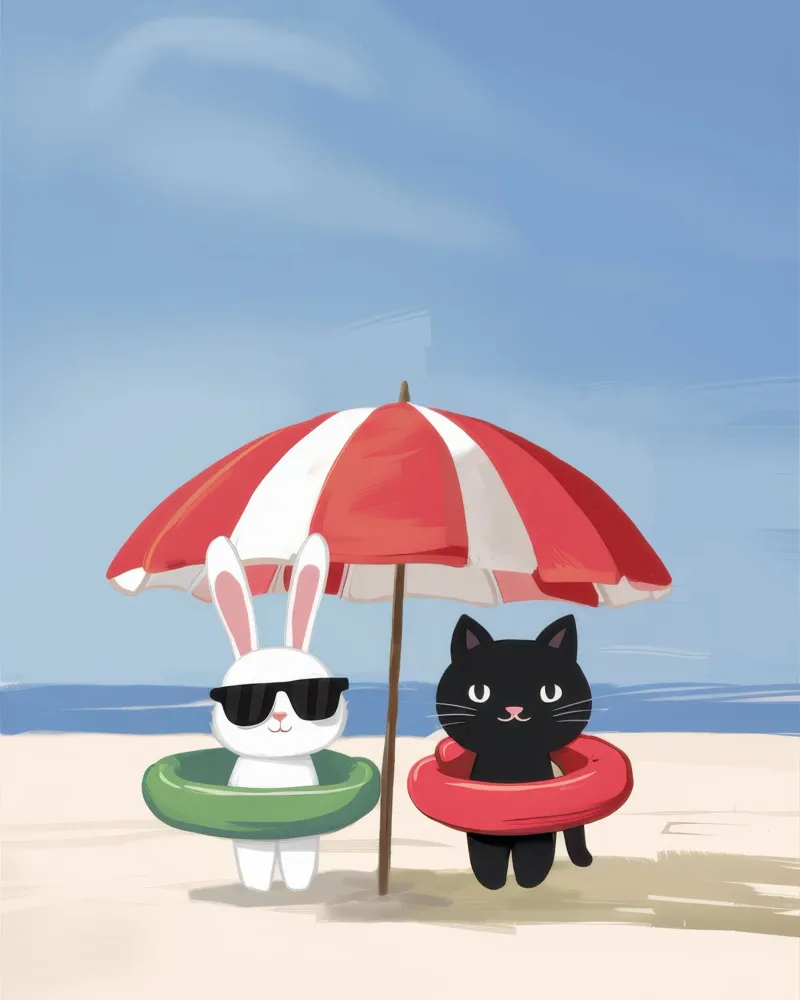 Cool Cat Shade canvas with Floater frame by Lune Dreams