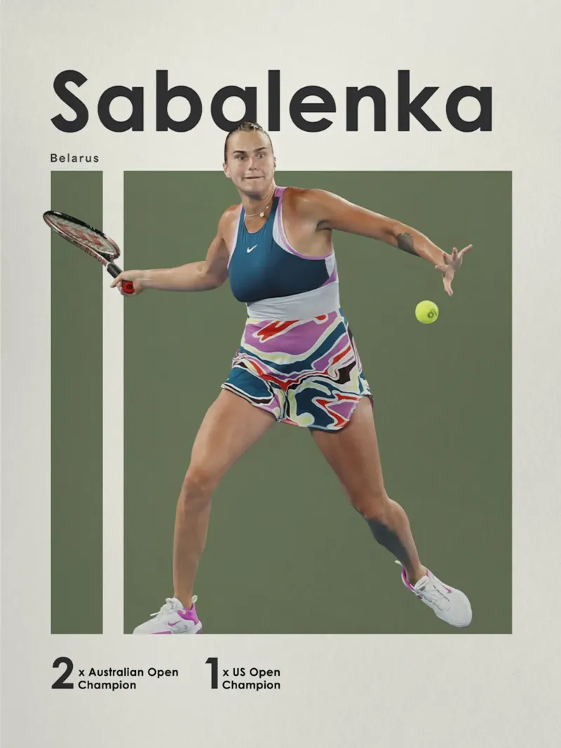 Poster del vincitore Aryna Sabalenka carta hahnemühle da aijanurmine