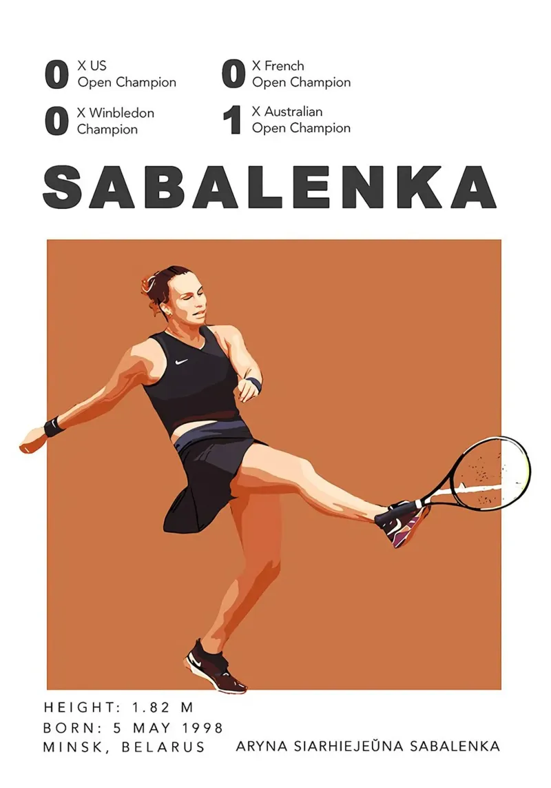 Poster del tennis di Aryna Sabalenka poster da aijanurmine