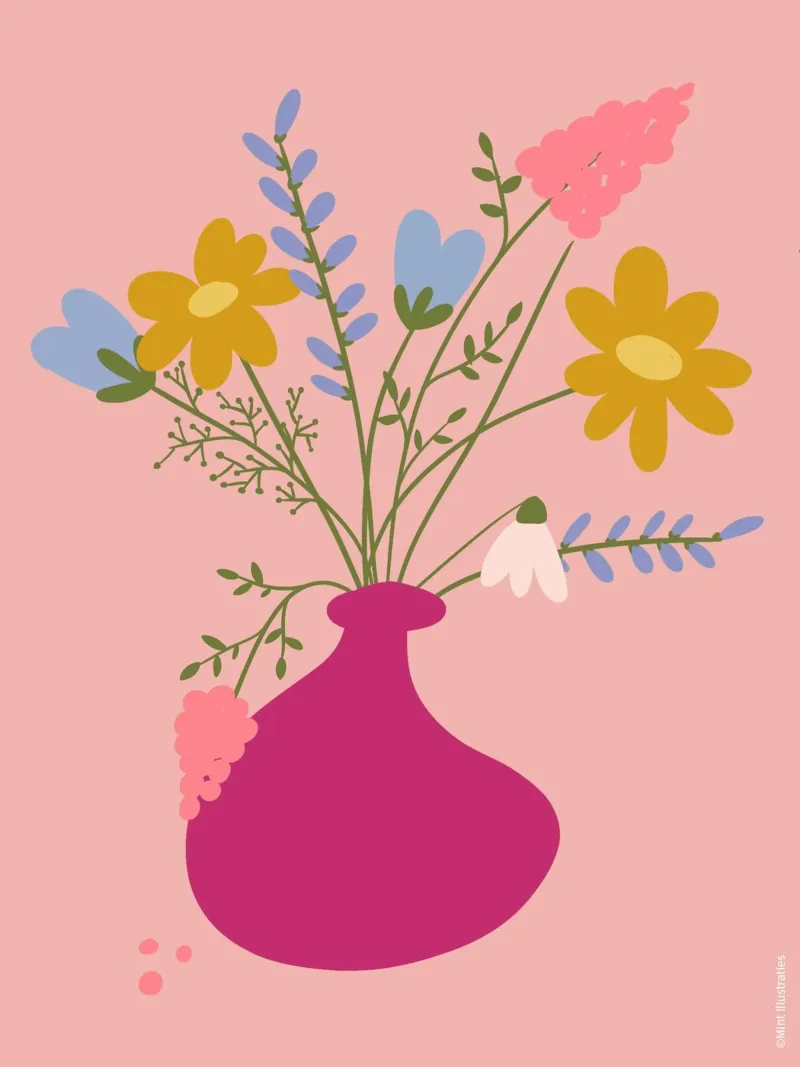 Ciao bellissimi fiori rosa carta hahnemühle da Mint Illustrations The Cozies