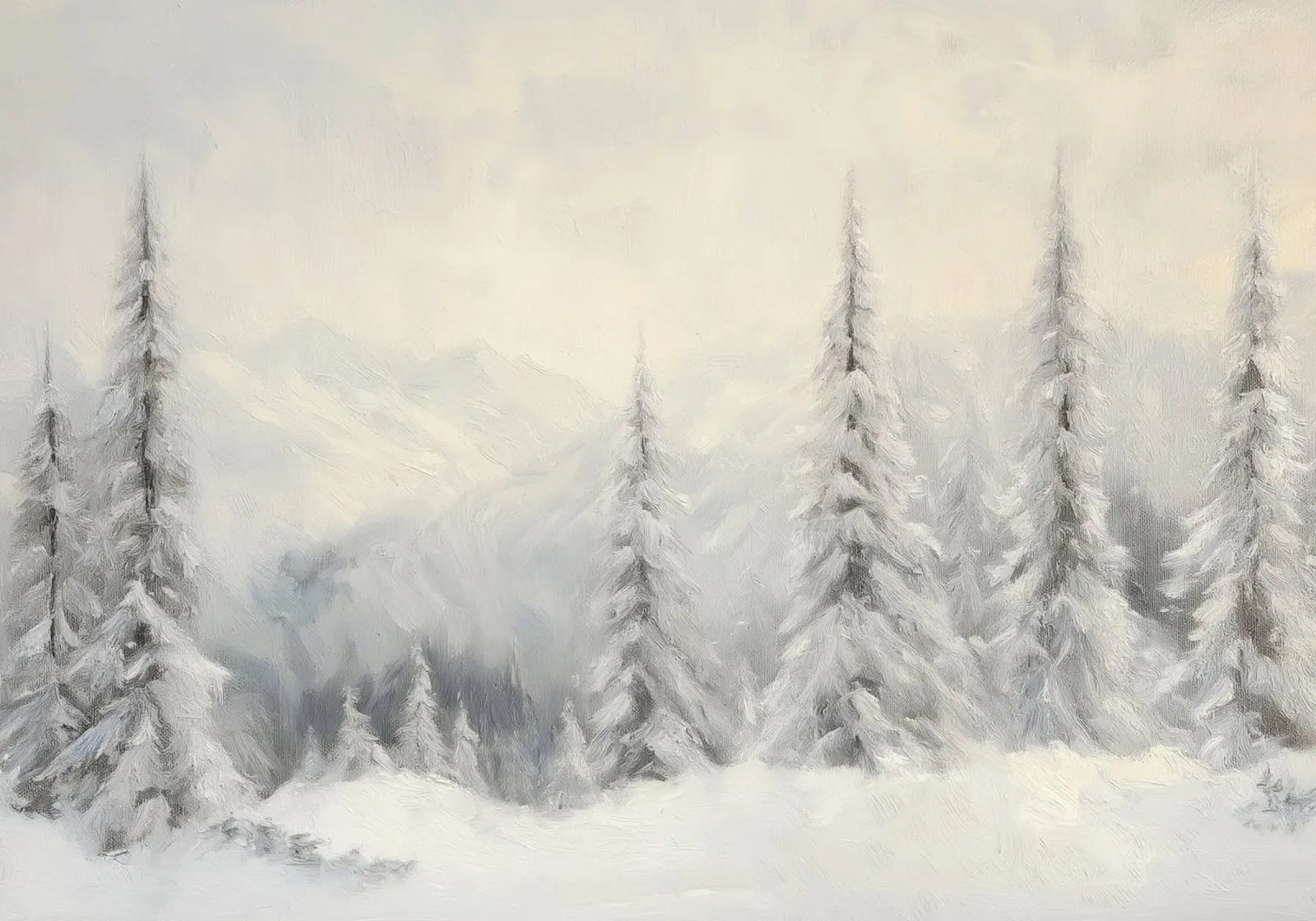 Frosted Pines - Serene Snowy Mountain Forest Art canvas with Floater frame by ClubArt