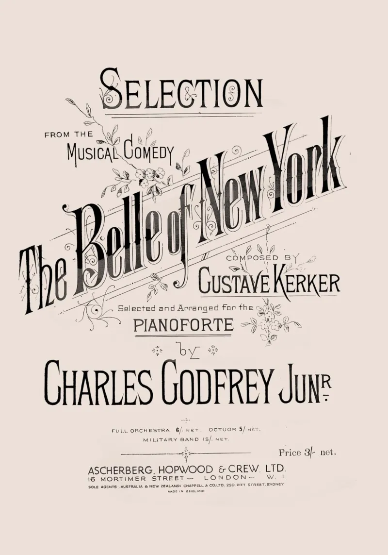 The Belle of New York - Copertina di spartito d'epoca tela con Cornice a cassetta da ClubArt