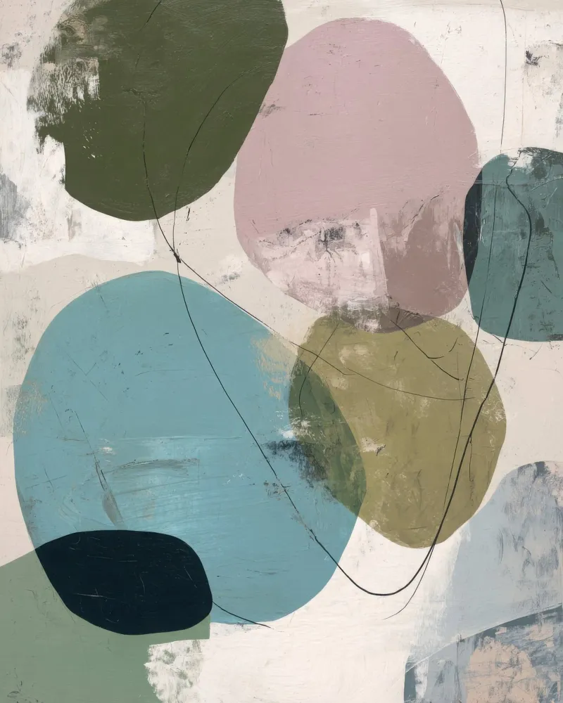 Abstrakte minimalistische organische bunte Wandkunst Hahnemühle von Artbyvo