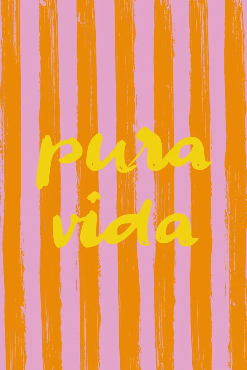 Pura Vida - Amarilla - A Rayas poster con telaio in legno da pierosvisuals