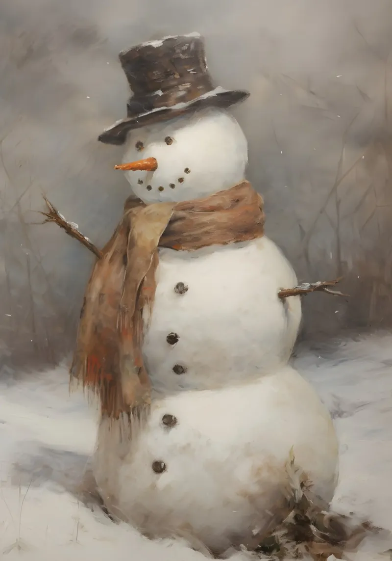 Klassischer Schneemann - Rustikale Winterwunderland-Kunst Poster mit Holzrahmen von ClubArt