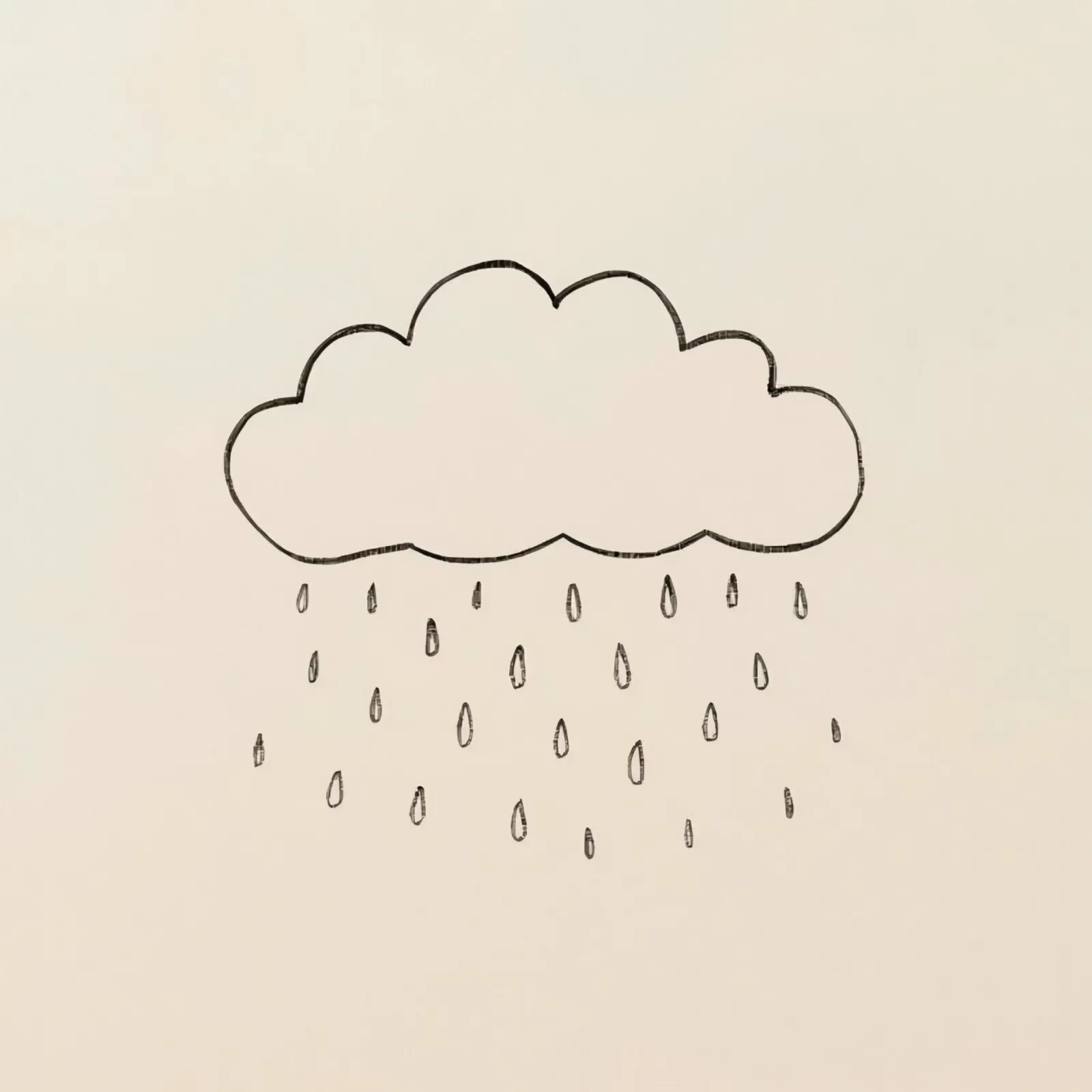 Semplice schizzo di una nuvola con gocce di pioggia che illustra una giornata di pioggia alluminio dibond da DesignDoodle