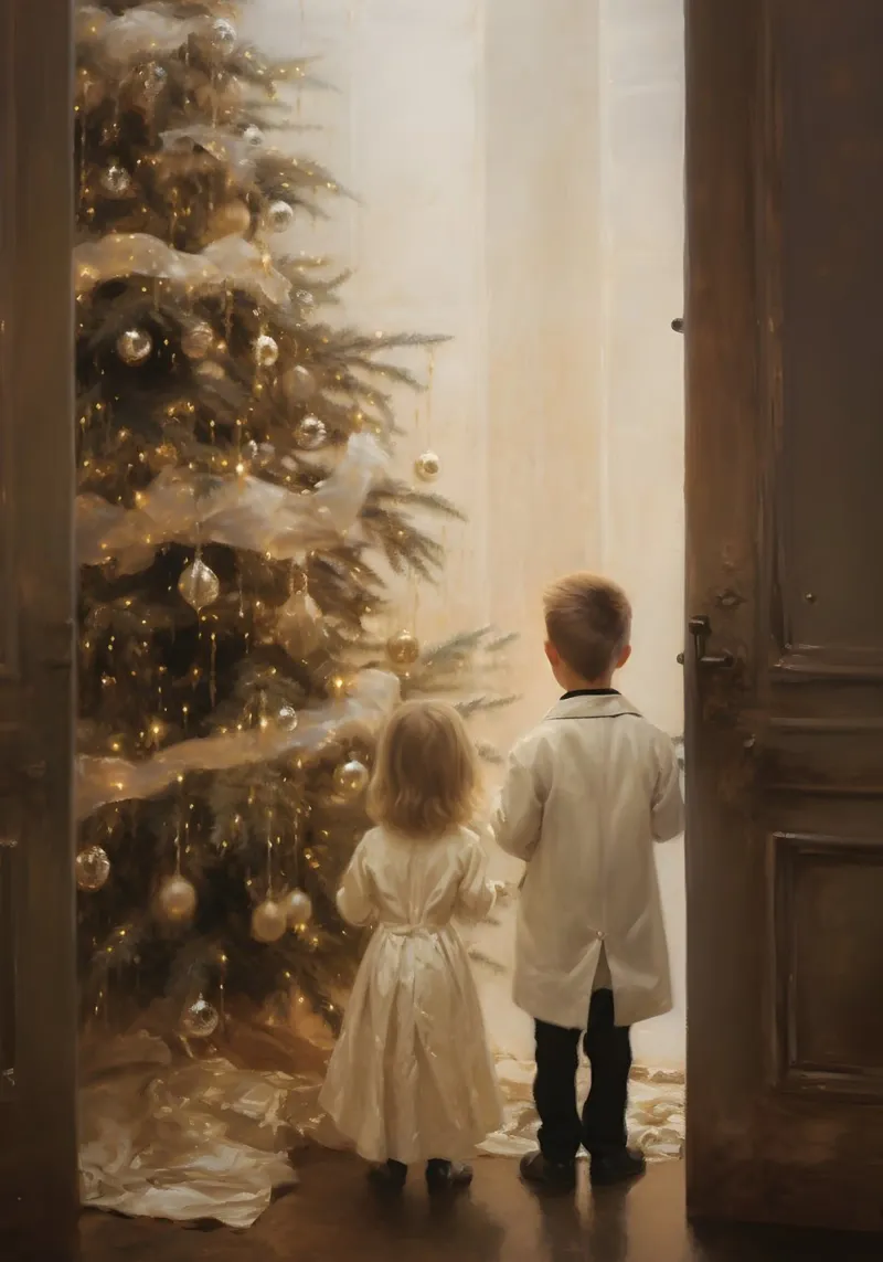 Meraviglie di Natale per bambini - Albero d'oro Arte Vacanze poster da ClubArt