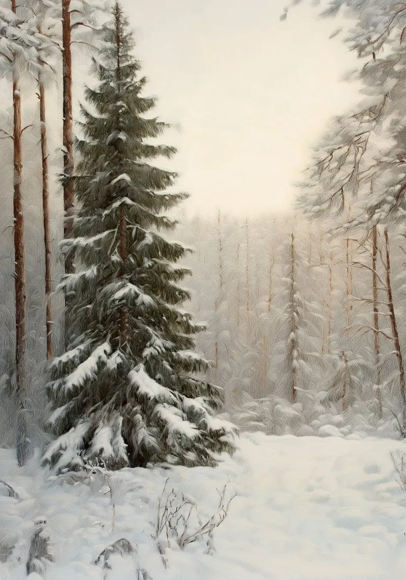Grove den in sneeuw - Sereen winterboslandschap canvas met Baklijst van ClubArt