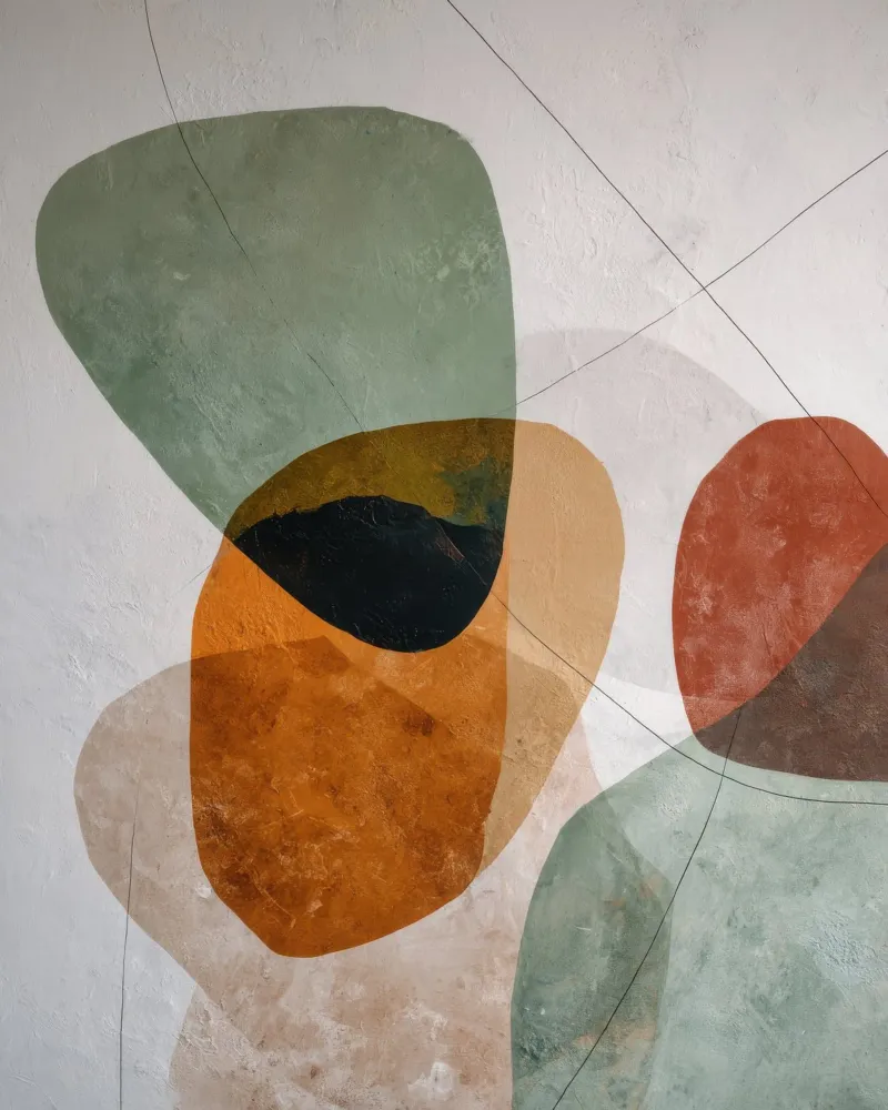 Décoration murale abstraite moderne aux formes organiques hahnemühle de Artbyvo