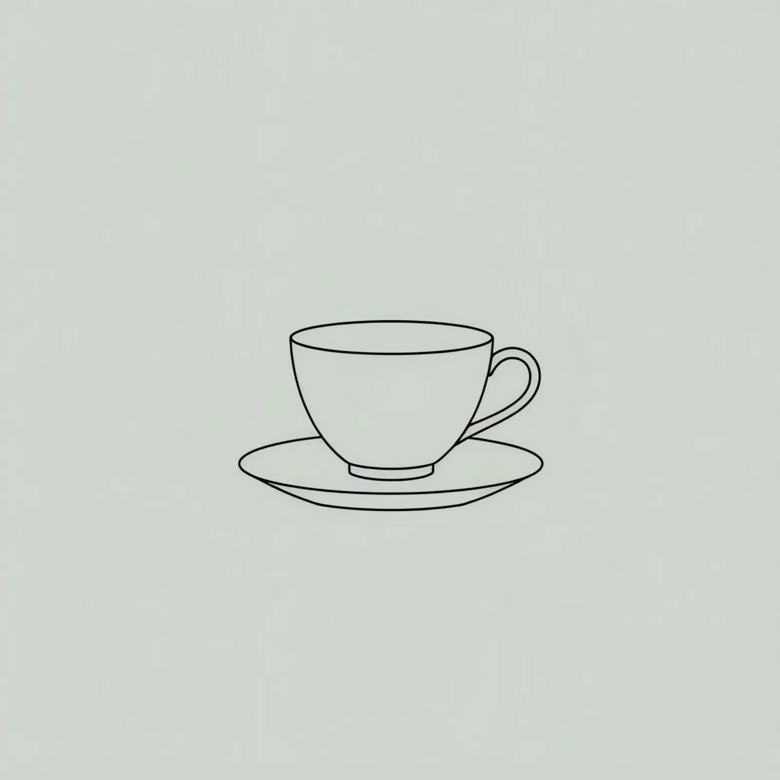 Semplice schizzo di una tazza da tè su un piattino esposto su un minimo carta hahnemühle da DesignDoodle