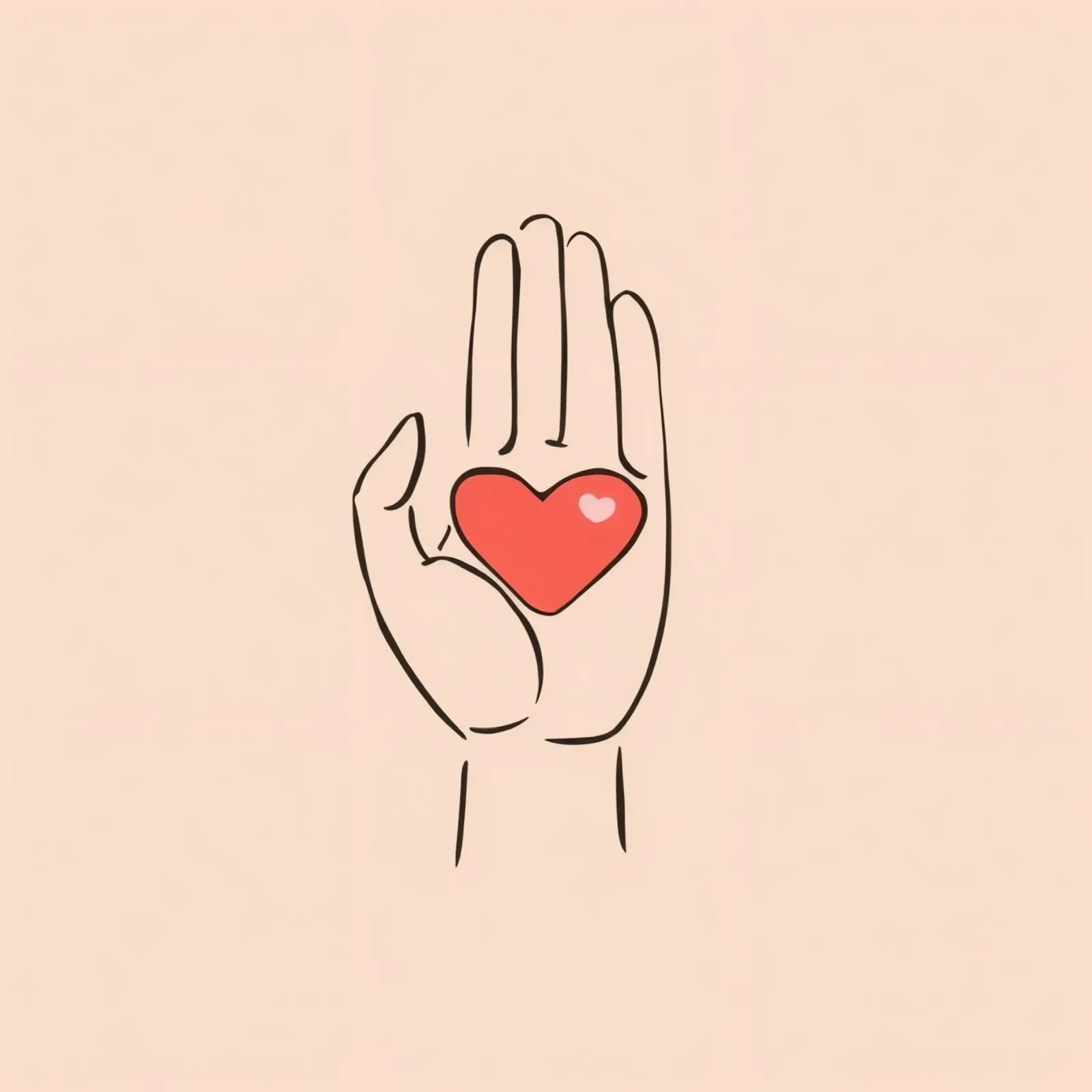 Mano che regge un cuore che rappresenta amore e gentilezza carta hahnemühle da DesignDoodle