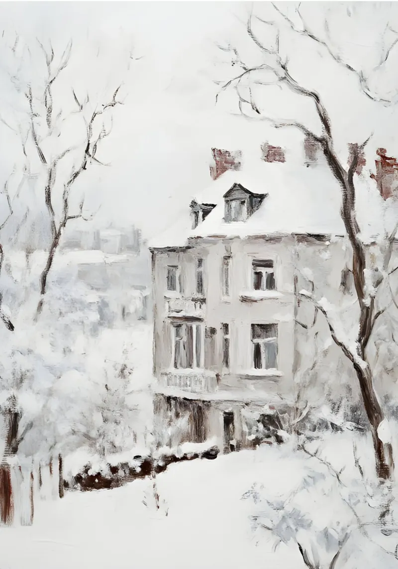 Elegant Snowy Townhouse - Winter Cityscape Art acrylic glass by ClubArt