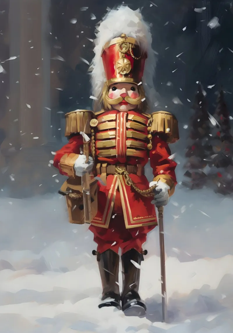Klassischer Nussknacker-Soldat - Festliche Winterkunst Poster mit Kunststoffrahmen von ClubArt