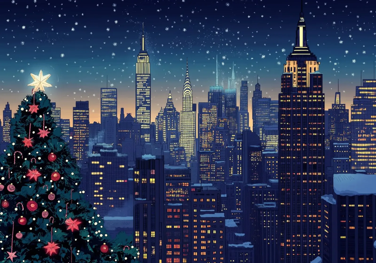 Passeggiata nel parco d'inverno - Central Park di New York in festa per la neve poster da ClubArt