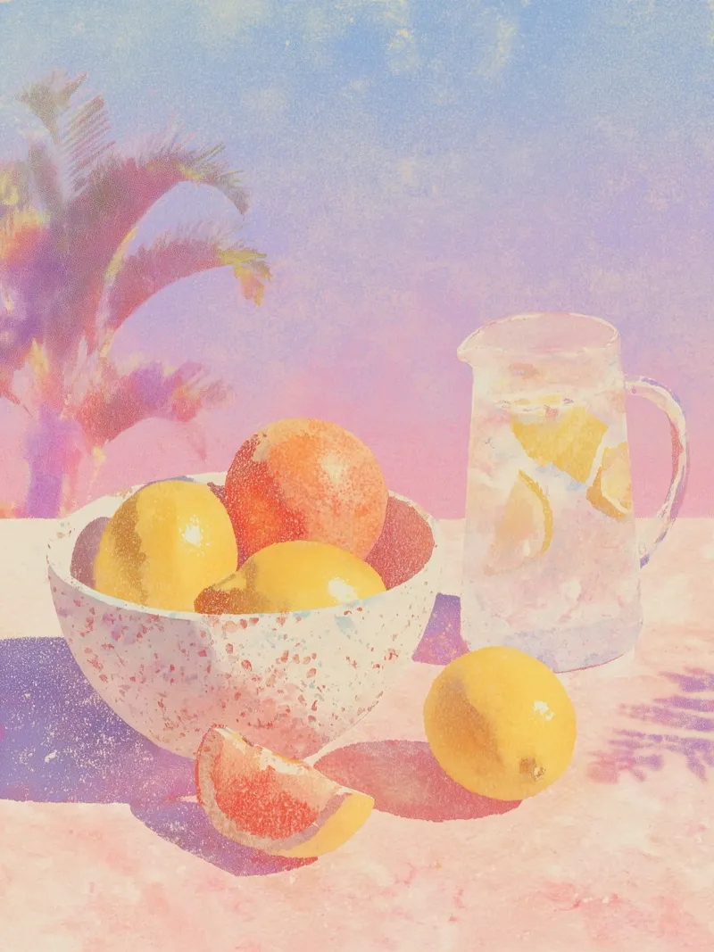 Delicate summer refreshments canvas with Floater frame by Carinaprint
