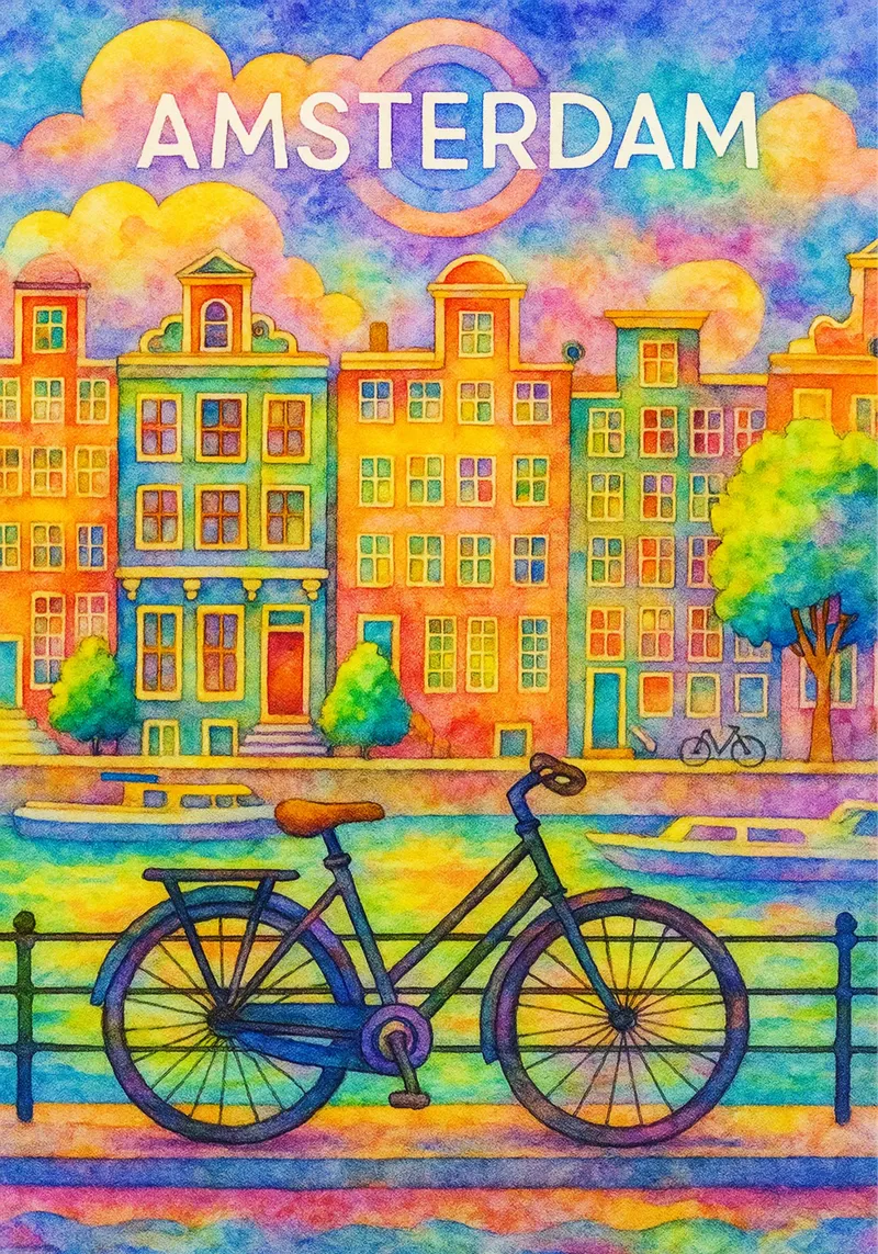 Amsterdam Pittura Immaginazione poster da onestar