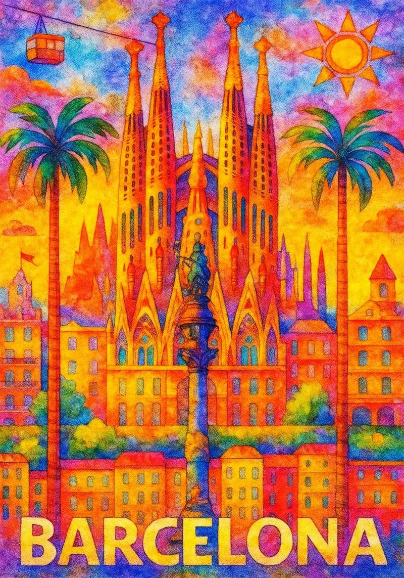 Barcelona, Spain Painting Imagination hahnemühle by onestar