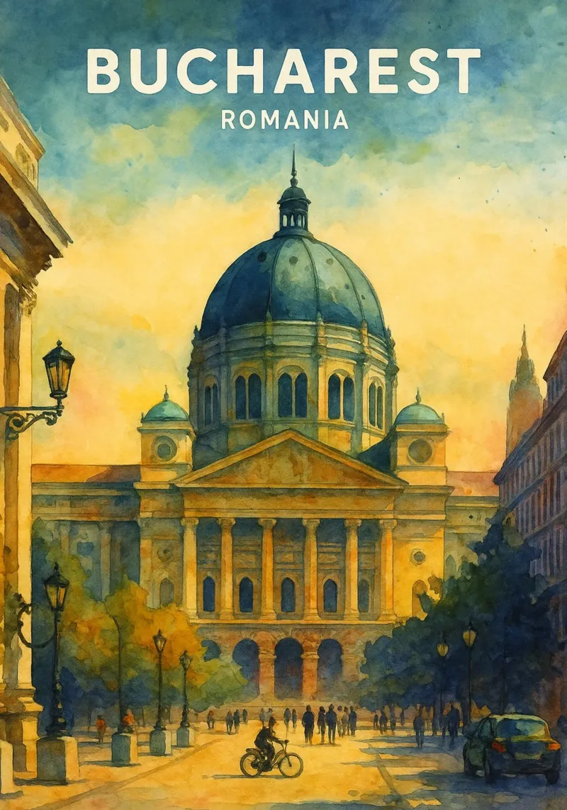 Bucarest, Romania Immaginazione pittorica poster da onestar