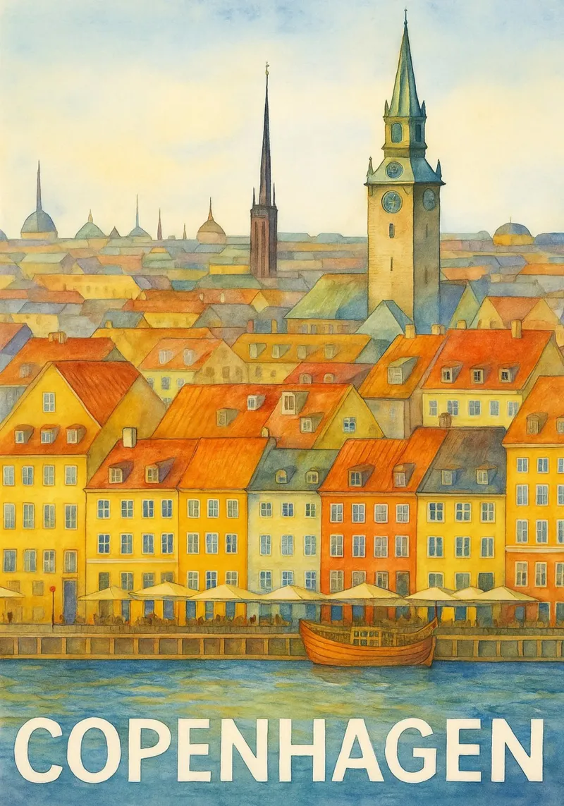 Copenaghen Pittura Immaginazione poster con telaio in plastica da onestar