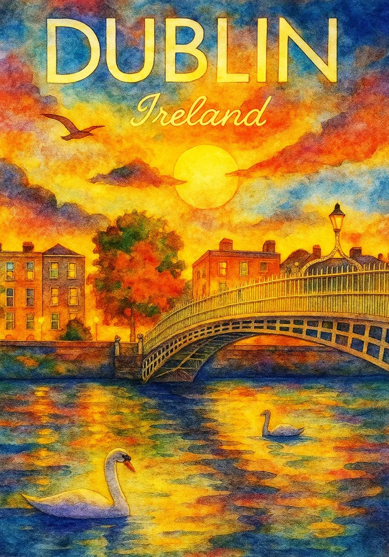 Dublin Ierland Schilderij Verbeelding canvas met Baklijst van onestar