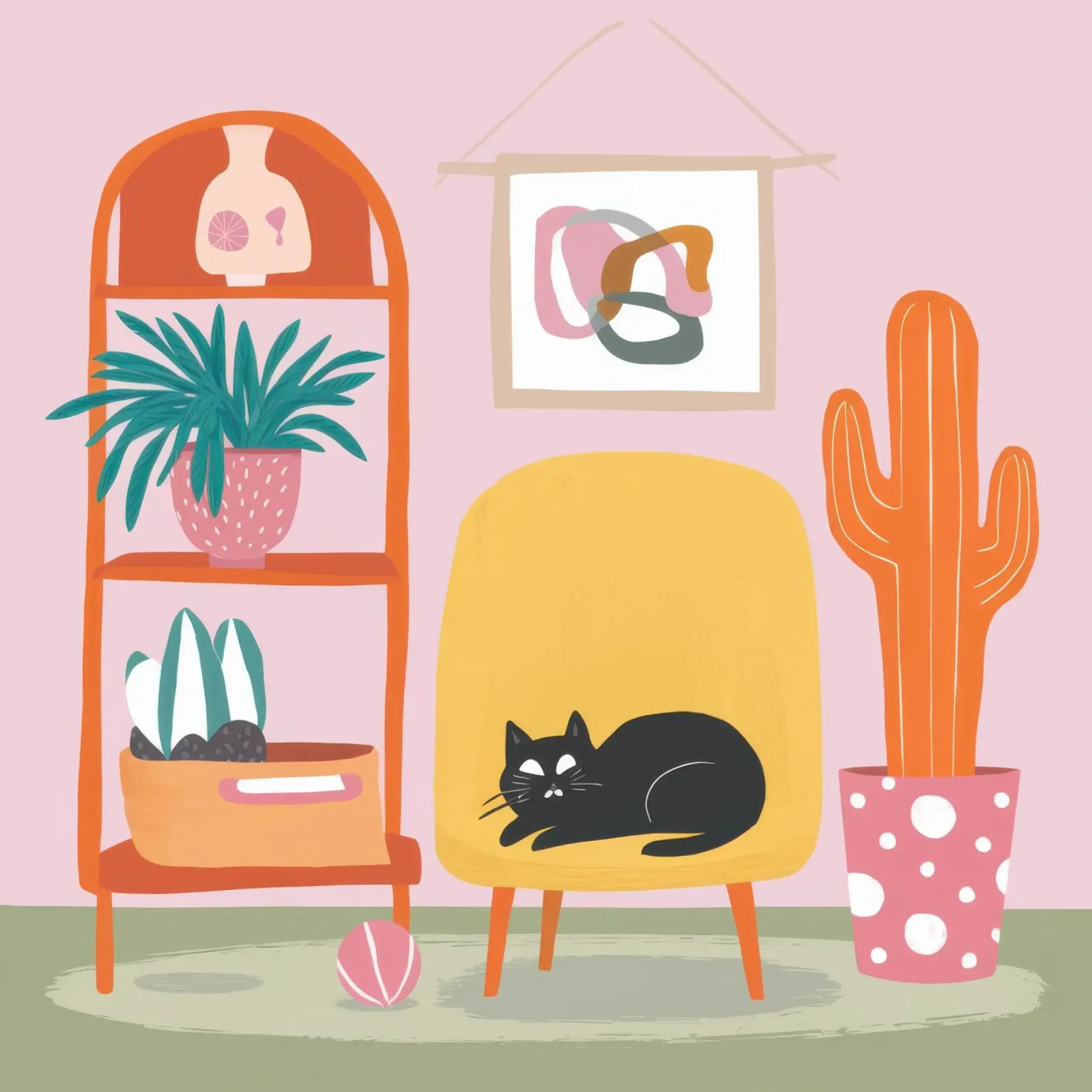 Chat sur une chaise jaune hahnemühle de Hollow Years