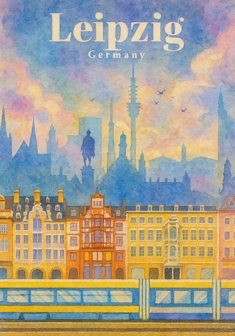 Leipzig, Duitsland Verbeelding schilderen canvas met Baklijst van onestar