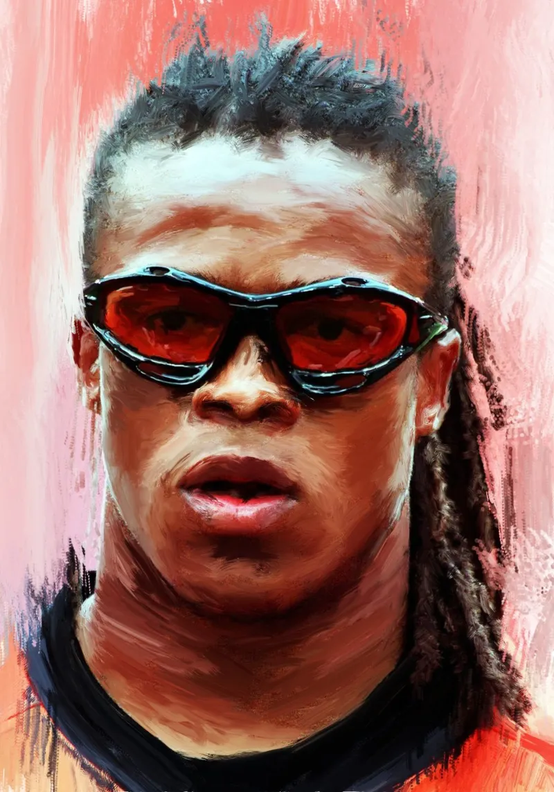 Edgar Davids iconic football player poster con telaio in legno da Lembayung art