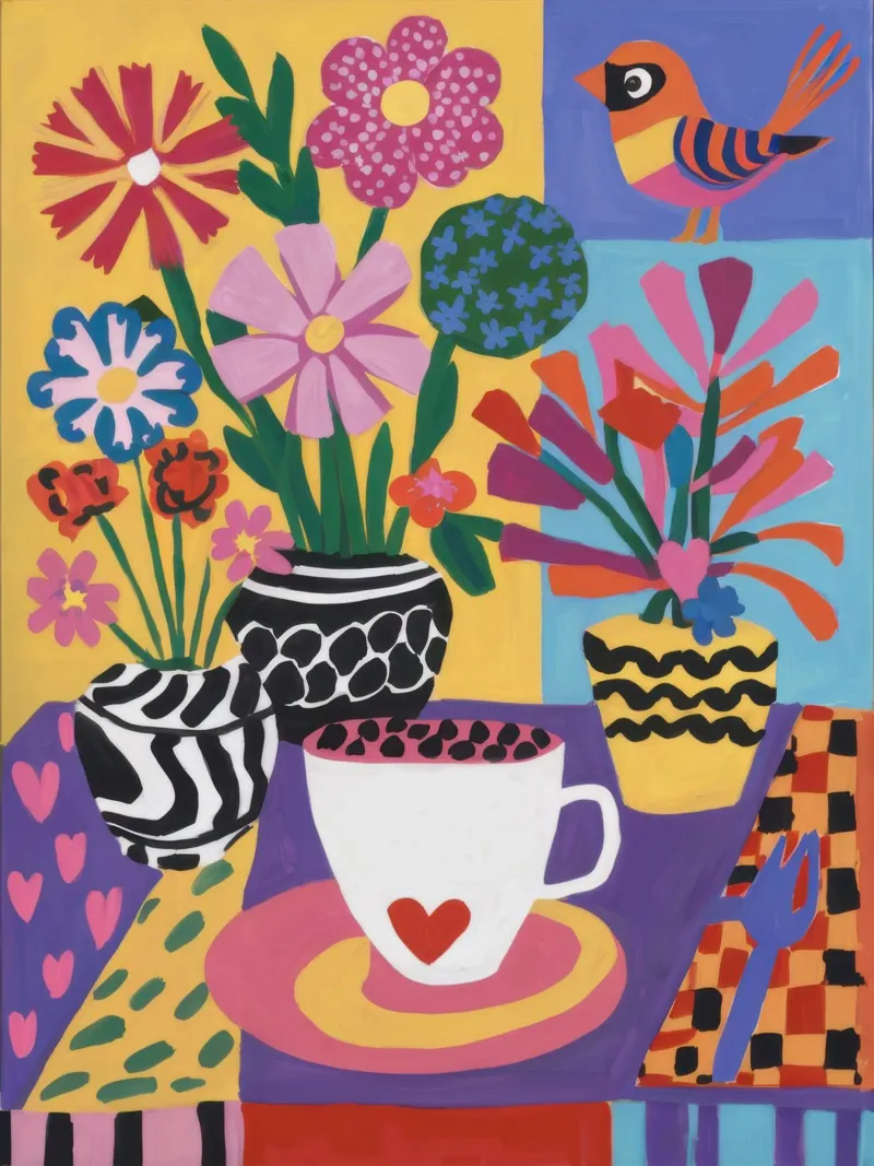 Zebra Vase Heart Cup alu-dibond by Lune Dreams