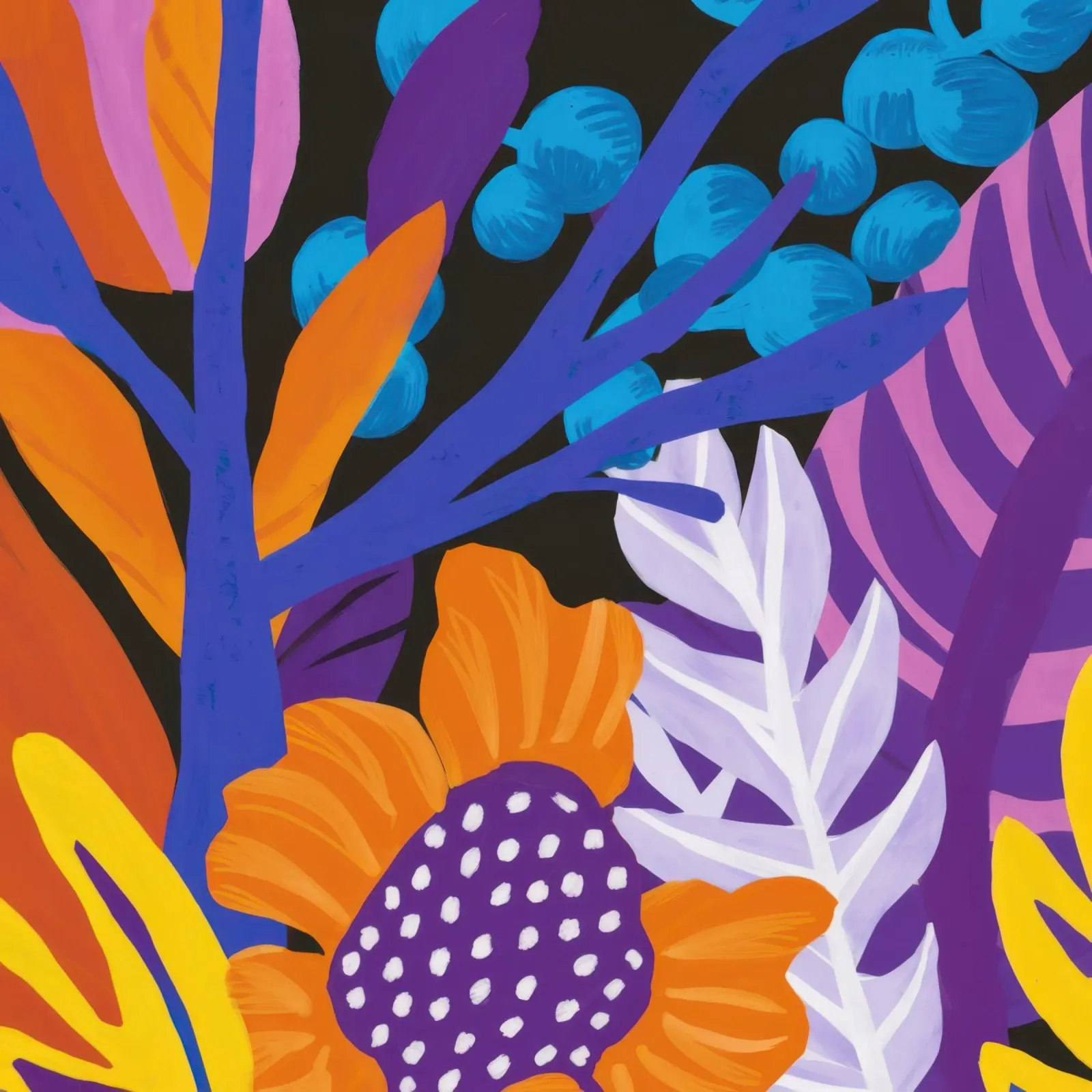 Sogno floreale notturno poster con telaio in plastica da Arcane Lines