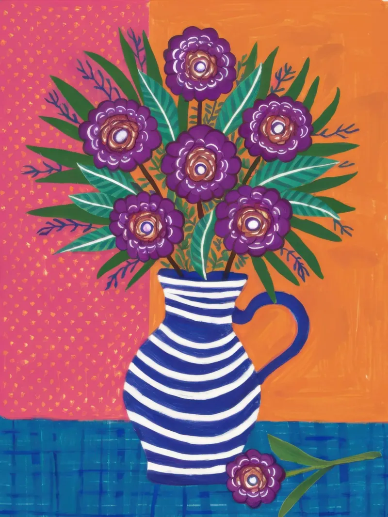 Vaso a righe Bouquet viola pellicola backlit da Lune Dreams