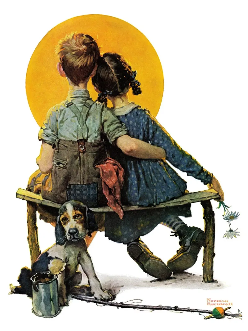 Exploring Norman Rockwell's Iconic Little Spooners canvas by Spencer Farrell2