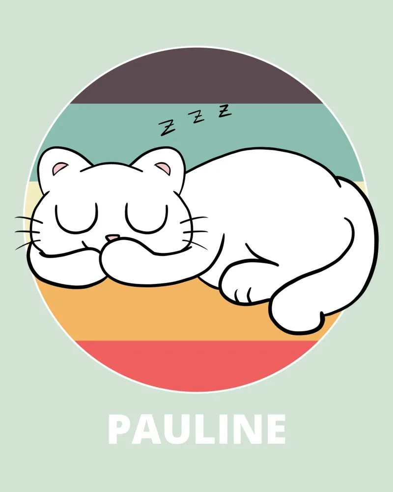 Schlafende Katze mit Wunschname poster con telaio in plastica da BAINAI KIDS