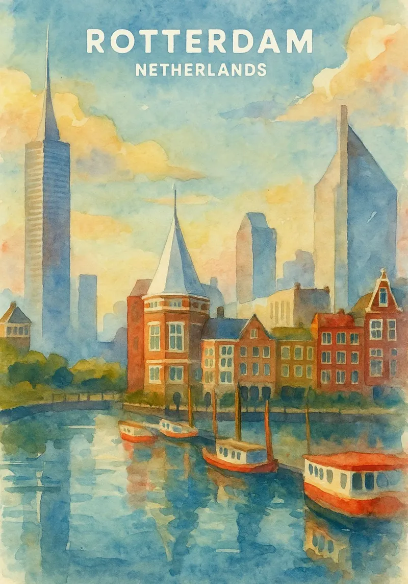 Rotterdam, Netherlands Painting Imagination canvas with Floater frame by onestar