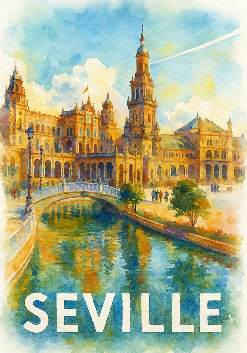 Siviglia dipinge l'immaginazione poster con telaio in legno da onestar