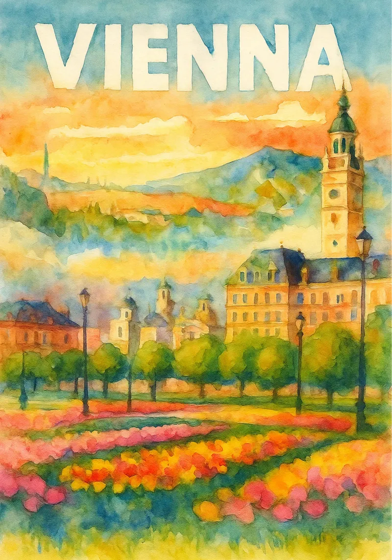 Wien Malerei Imagination Leinwand mit Schattenfugenrahmen von onestar