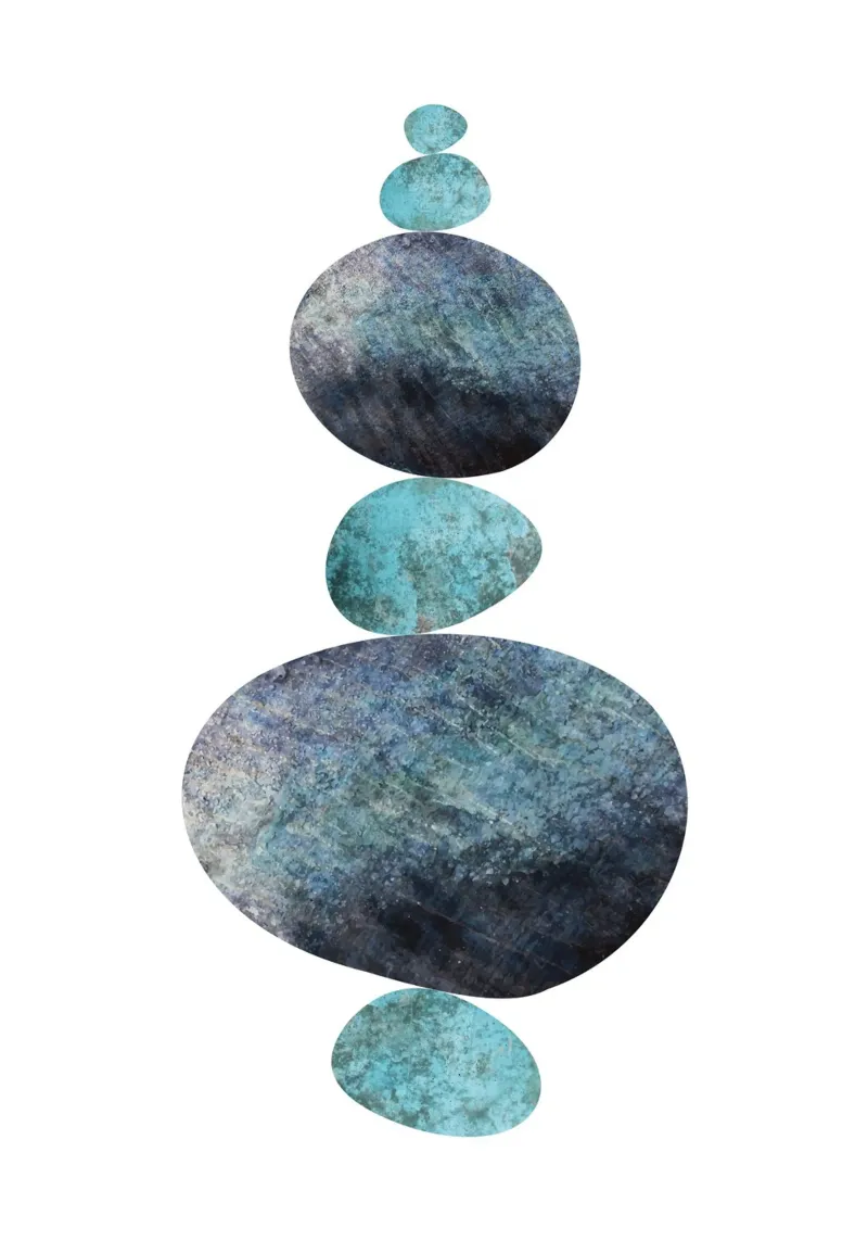 Balanced Stones - Blue hahnemühle by DesignDoula Grafik