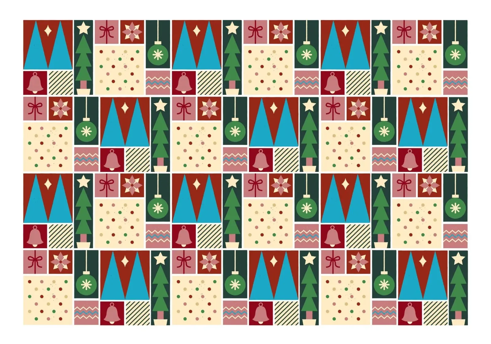 Abstraktes Weihnachtsmuster - Modernes Weihnachtsgeschenkpapier Leinwand mit Schattenfugenrahmen von ClubArt