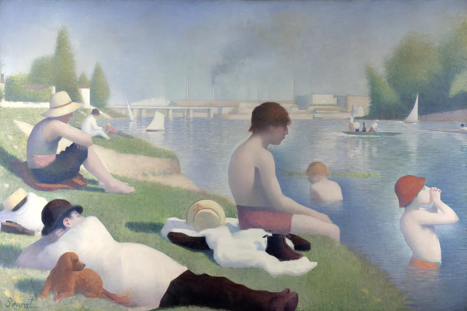 Le bagnanti di Seurat ad Asnières - Tempo libero neoimpressionista carta hahnemühle da NorwesClub