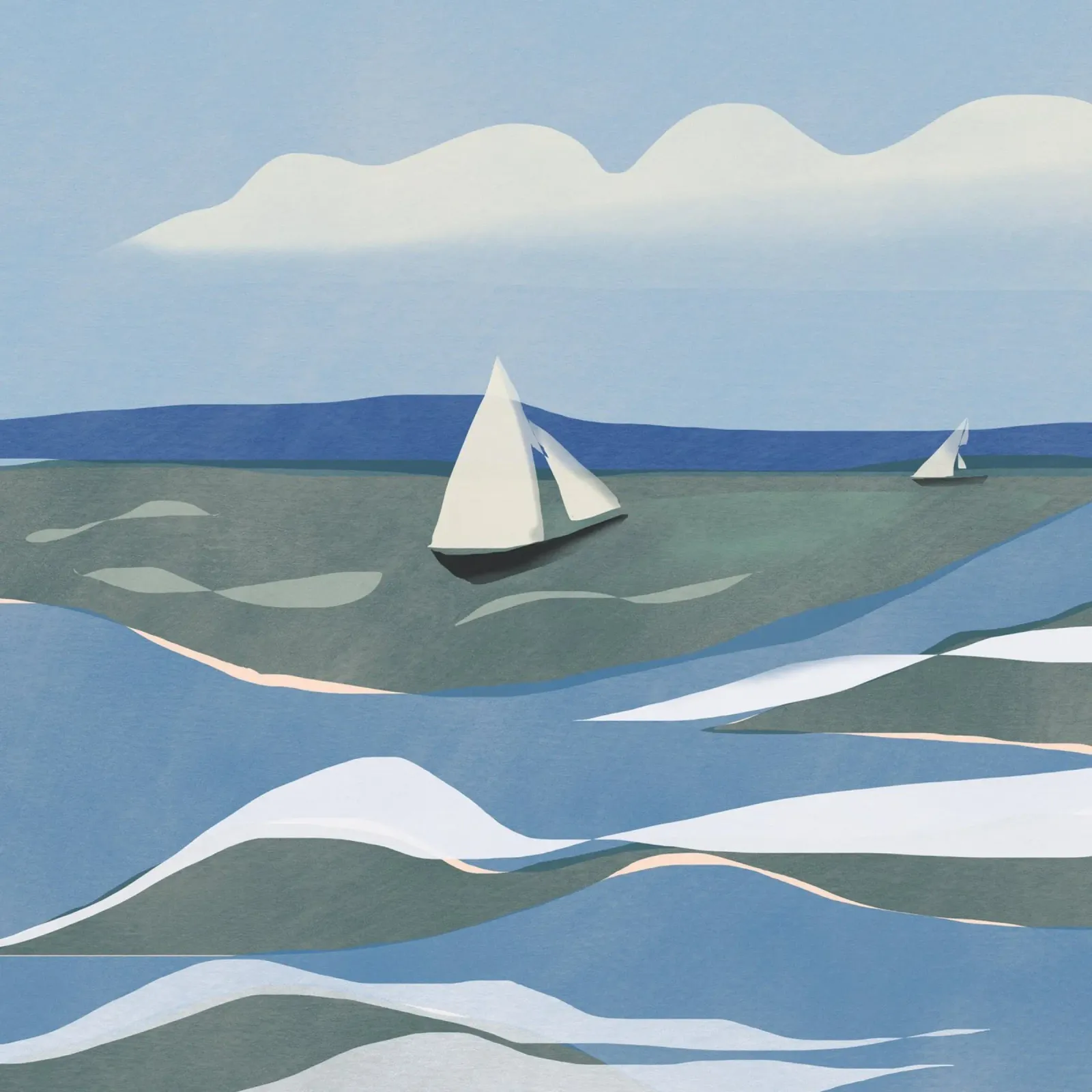 Golven en zeilen canvas van Little Dean