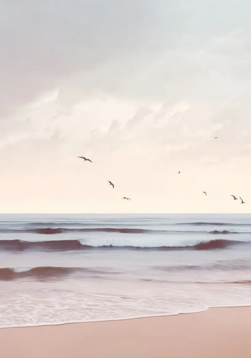 Seabirds at Dusk – Pastel Coastal Photography Print carta hahnemühle da Vela Luna