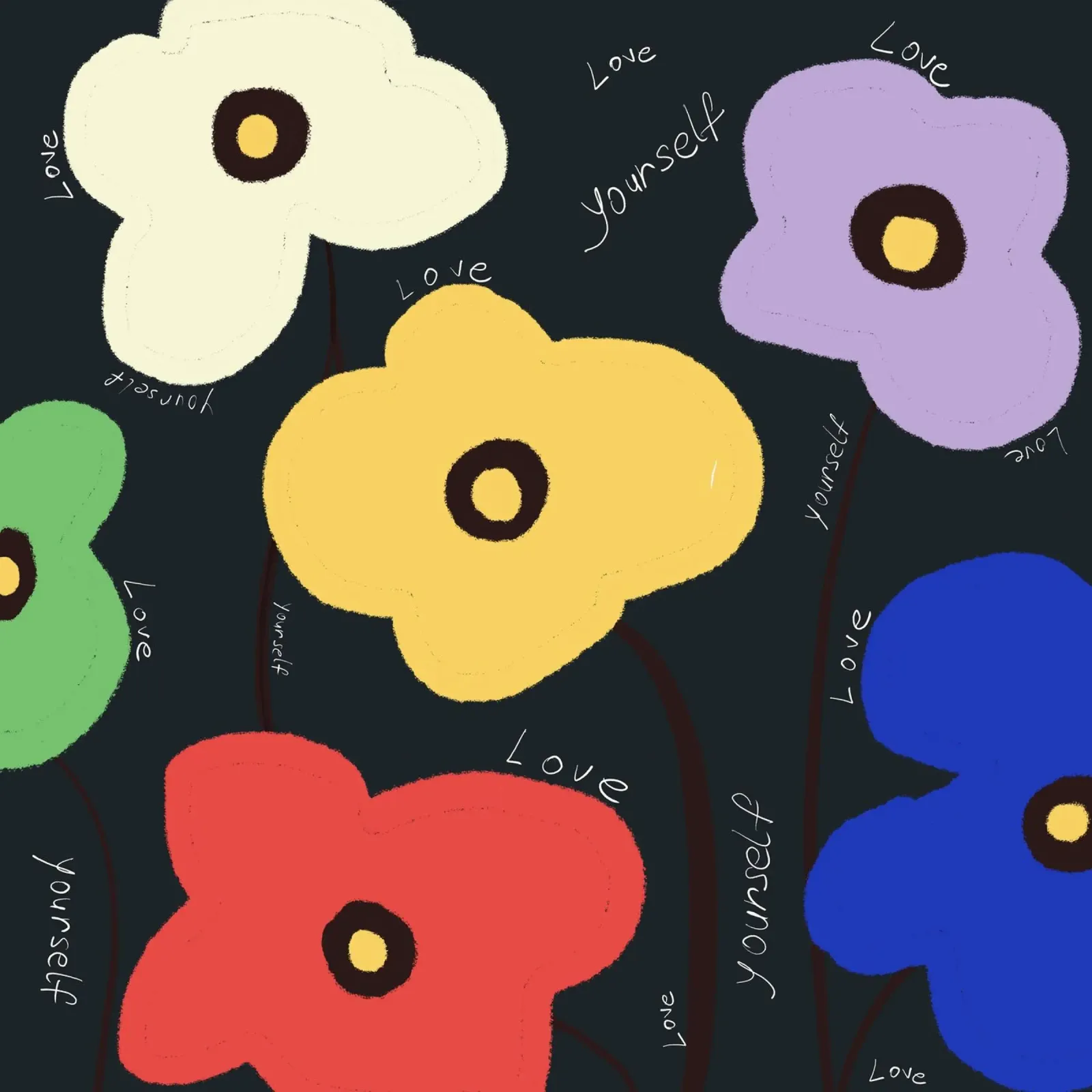 Fiorisce l'amore per se stessi poster con telaio in alluminio da LeaDArt