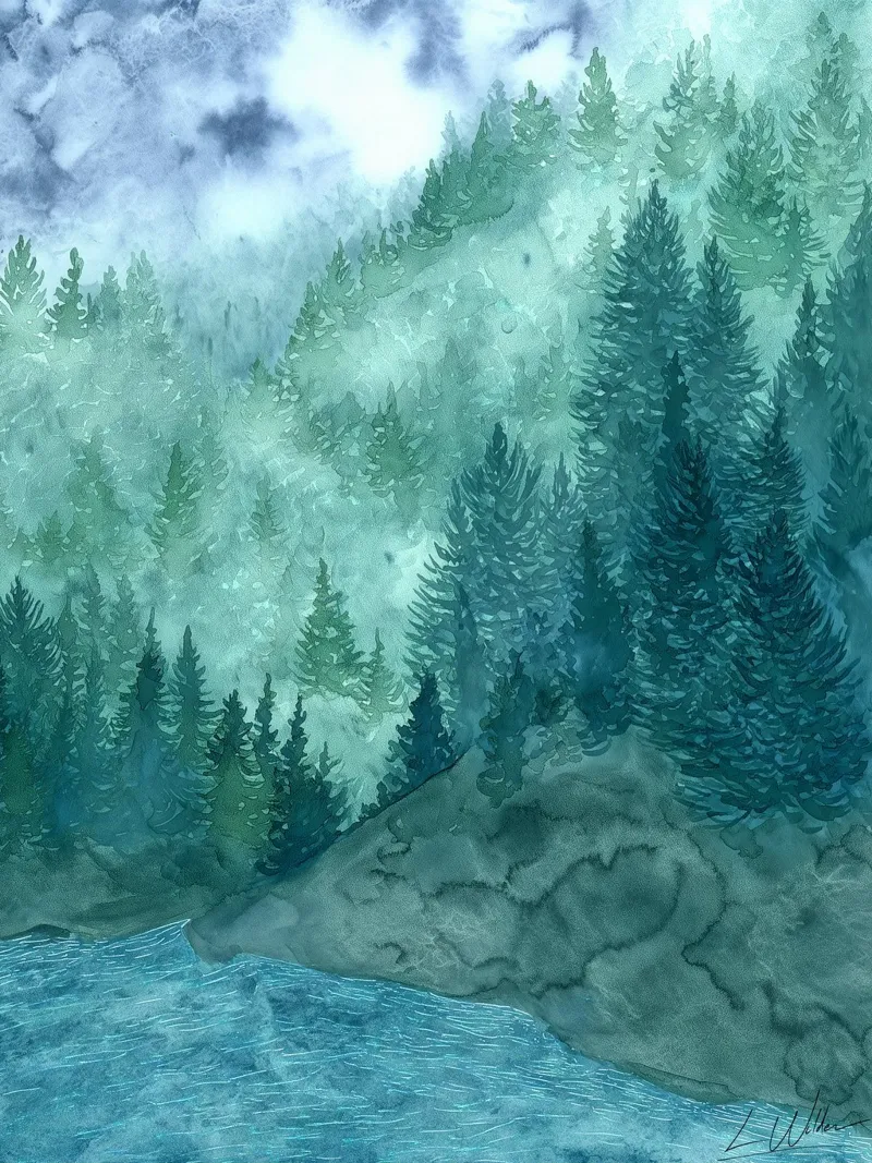 Nebbia sopra i pini plexiglass da Luke Wilder Studio