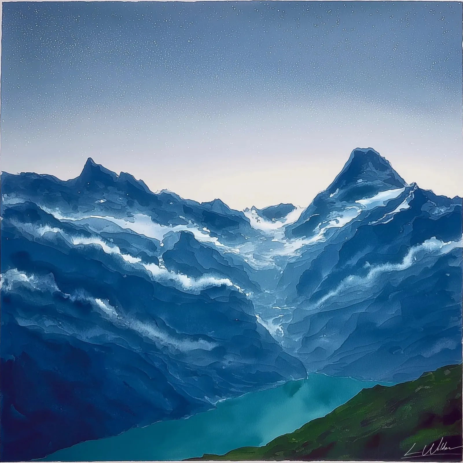 Where the Clouds Cling to the Peaks poster by Luke Wilder Studio
