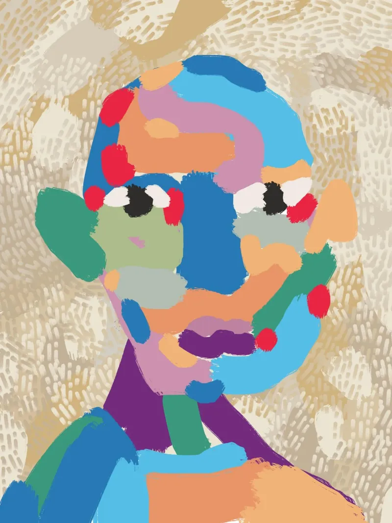 Ritratto a macchie di colore 02 plexiglass da Little Dean