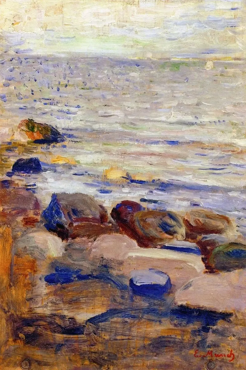 grandi rocce sulla spiaggia pellicola backlit da cupcup art