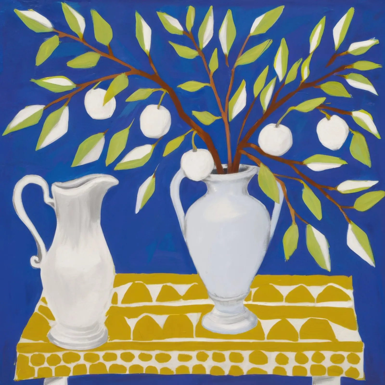 White Pitcher Lemon Tree canvas with Floater frame by Lune Dreams