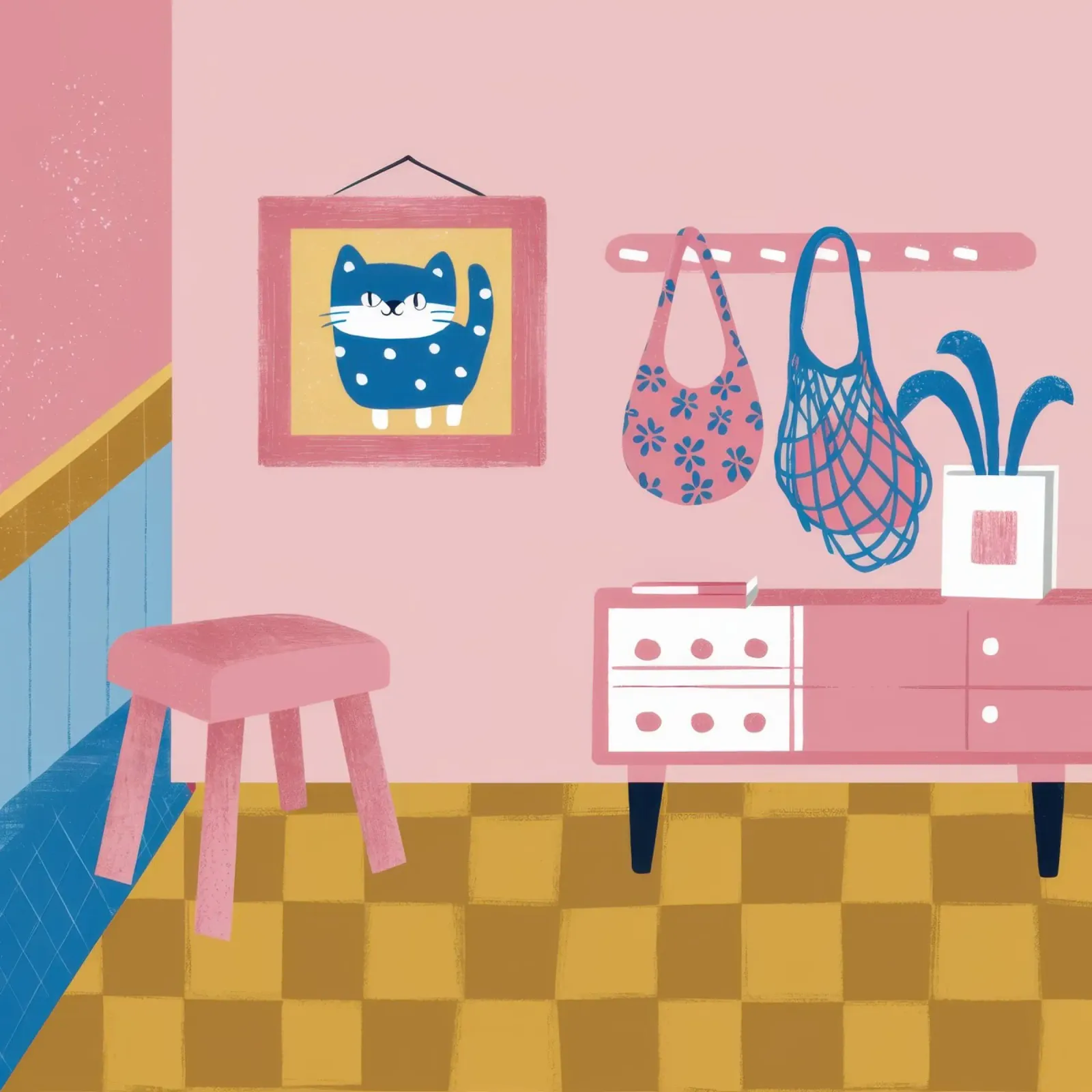 Quirky Checkerboard Corner poster de Hollow Years