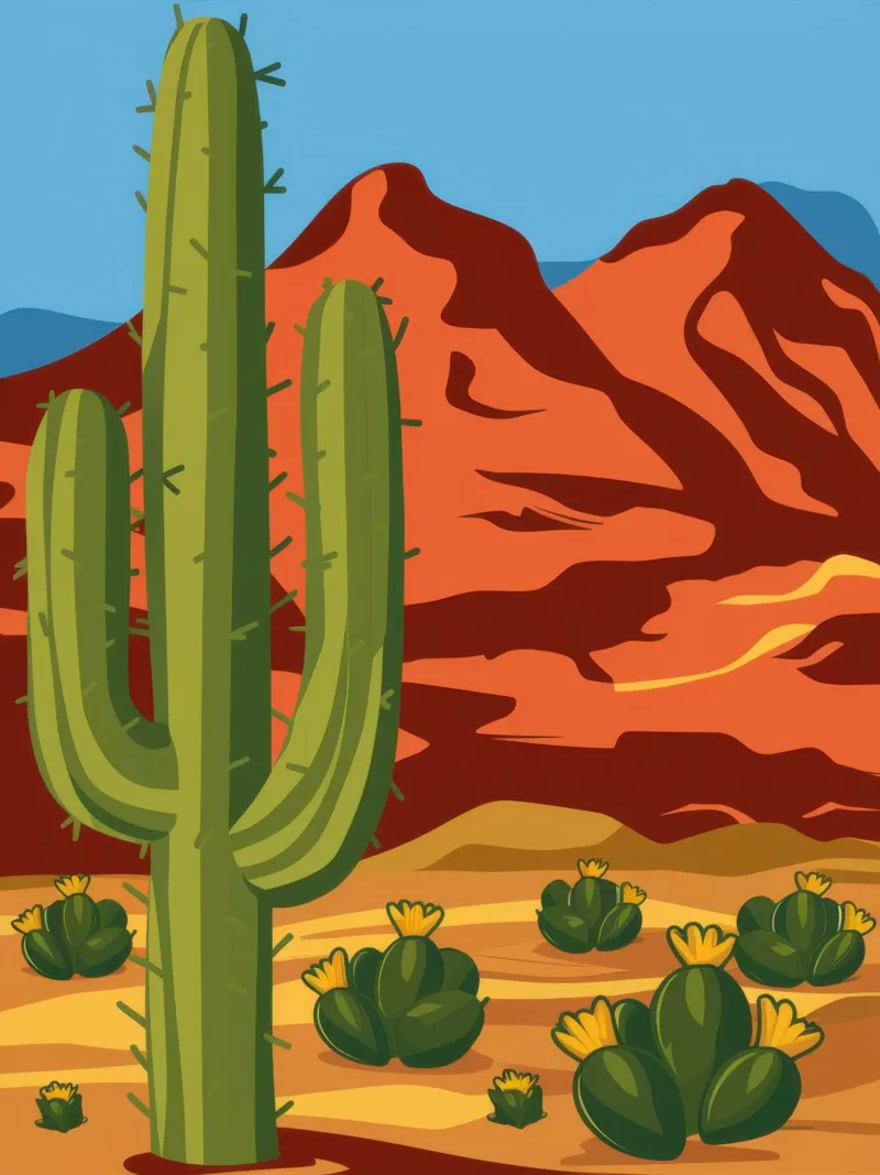 Cactus del Canyon Cremisi poster con telaio in alluminio da Mossy Pigment