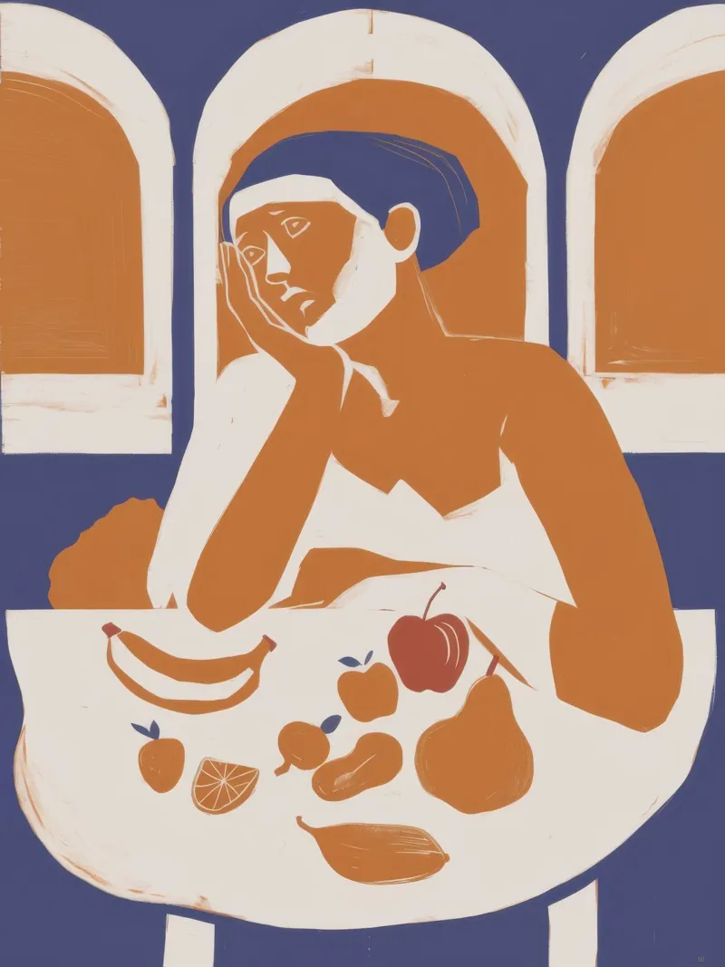 Contemplative Primate Feast canvas with Floater frame by Mossy Pigment